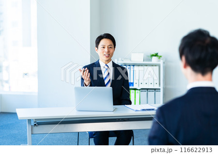 オフィスで面談するビジネスパーソン 116622913