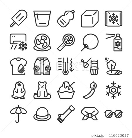 熱中症 暑さ対策 アイコン セット 116623037