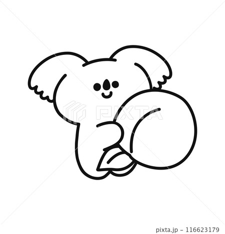 桃を持ったかわいいコアラのイラスト・線画 桃を持ったかわいいコアラのイラスト・線画 116623179