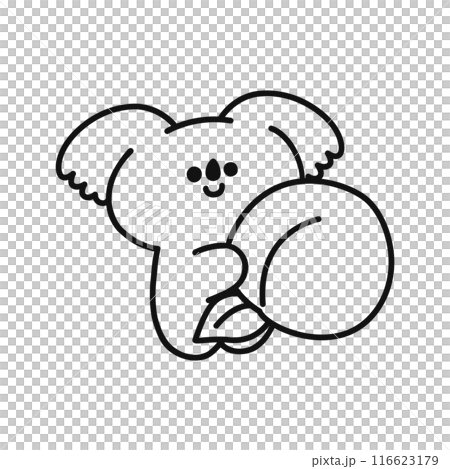 桃を持ったかわいいコアラのイラスト・線画 桃を持ったかわいいコアラのイラスト・線画 116623179