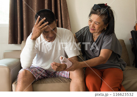 old asian man suffering from mental health 116623532