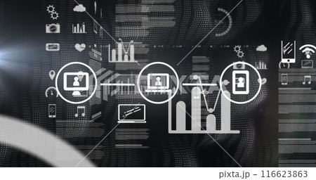 Image of data processing on black digital screen 116623863