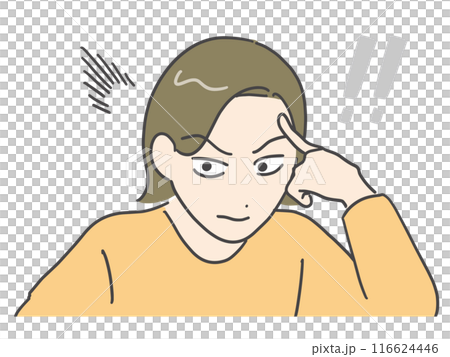 ハッとしている私服の若い女性(上半身) 116624446