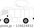 中型テレビ中継車、左向き、SNG衛星通信 116624832