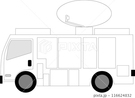 中型テレビ中継車、左向き、SNG衛星通信 中型テレビ中継車、左向き、SNG衛星通信 116624832