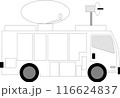 中型テレビ中継車、右向き、FPUマイクロ波とSNG衛星通信 116624837