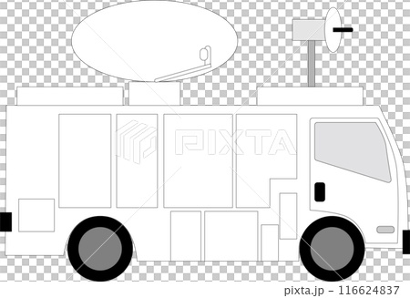 Medium-sized TV broadcast van, facing right, FPU microwave and SNG satellite communications 116624837
