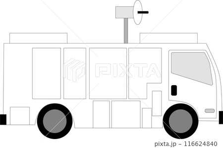 中型テレビ中継車、右向き、FPU、マイクロ波 中型テレビ中継車、右向き、FPU、マイクロ波 116624840