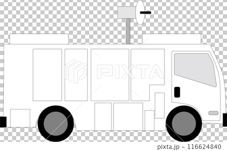 中型テレビ中継車、右向き、FPU、マイクロ波 中型テレビ中継車、右向き、FPU、マイクロ波 116624840