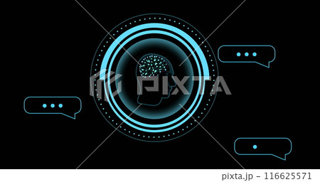 Image of human brain and ai data processing over black background Image of human brain and ai data processing over black background 116625571