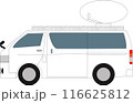 小型テレビ中継車、左向き、SNG衛星通信 116625812
