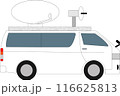 小型テレビ中継車、右向き、FPUマイクロ波とSNG衛星通信 116625813