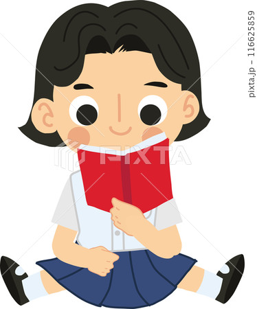 Education Concept. Cute Thai Student Girl Sitting with reading a Book 116625859