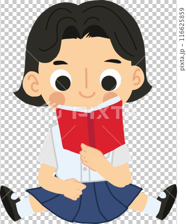 Education Concept. Cute Thai Student Girl Sitting with reading a Book 116625859