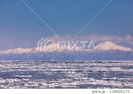 知床の山々と流氷 116626172