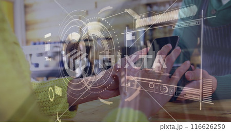 Image of digital interface over people using payment terminal 116626250