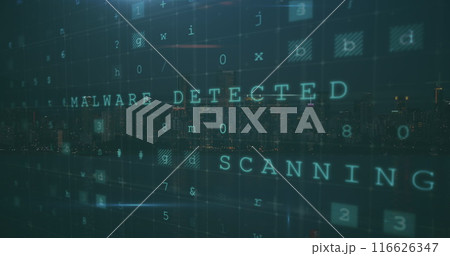 Image of data processing over cityscape 116626347