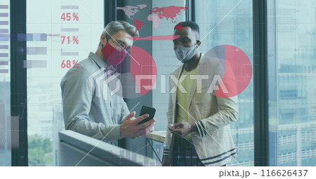 Image of data processing over diverse n men using smartphone 116626437