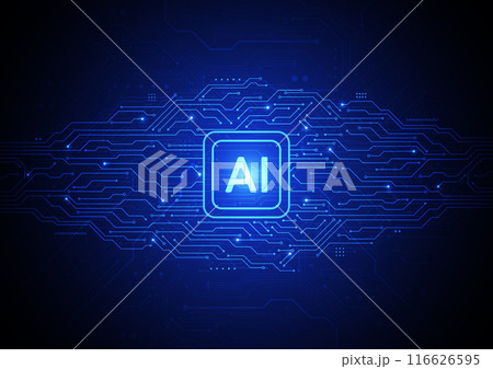 Artificial intelligence chipset on circuit board in futuristic concept technology artwork for web, banner, card, cover. Vector illustration Artificial intelligence chipset on circuit board in futuristic concept technology artwork for web, banner, card, cover. Vector illustration 116626595