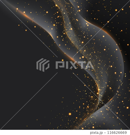 ダークグレーの背景に金色のキラキラ粒子が描かれた ダークグレーの背景に金色のキラキラ粒子が描かれた 116626669