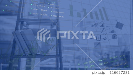 Image of financial data processing over modern office Image of financial data processing over modern office 116627281