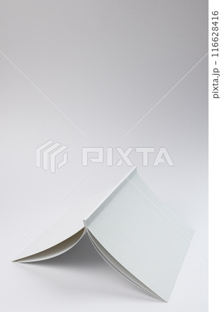 A blank open book on a white background, with copy space A blank open book on a white background, with copy space 116628416