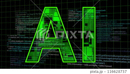 AI text overlay on digital code background, representing artificial intelligence technology AI text overlay on digital code background, representing artificial intelligence technology 116628737