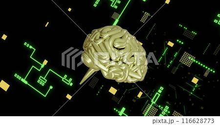 Digital brain surrounded by circuits, representing artificial intelligence technology 116628773