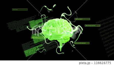 Artificial intelligence concept with digital brain and data visualization elements 116628775