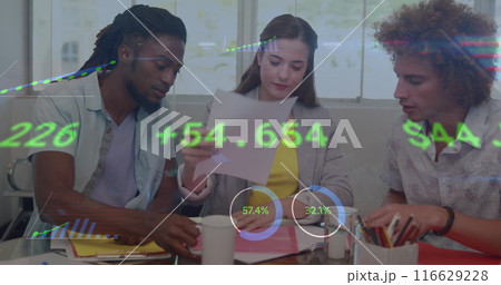 Image of data processing over diverse students Image of data processing over diverse students 116629228