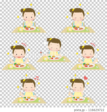 Little girl eating scene set 116629722