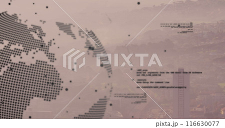 Image of globe and financial data processing over cityscape Image of globe and financial data processing over cityscape 116630077