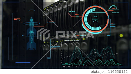 Image of digital rocket and data processing...のイラスト素材 [116630132] - PIXTA