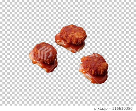 ham nuggets in the tomato sauce. isolated transaprent background 116630386