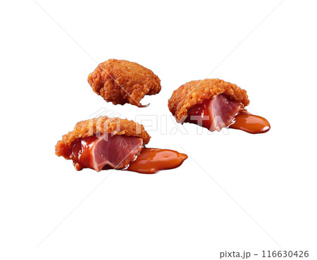 ham nuggets in the tomato sauce. isolated transaprent background 116630426