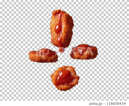 ham nuggets in the tomato sauce. isolated transaprent background 116630434
