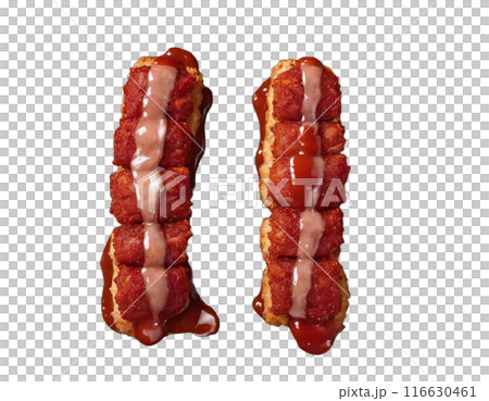ham nuggets in the tomato sauce. isolated transaprent background 116630461