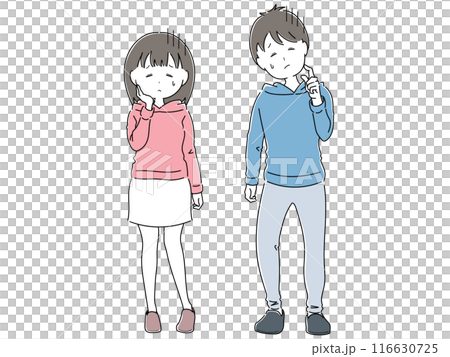 う〜んやだなぁ…と憂うつな若者男女セット 116630725