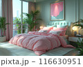Modern Pastel Pink Bedroom Interior 116630951