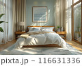 Serene Modern Minimalist Bedroom with Natural Light 116631336