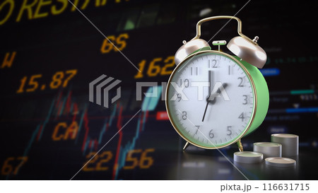 The clock and coins for Business concept 3d rendering. 116631715