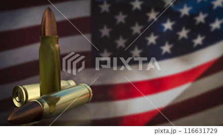 The Bullet on us flag Background  for law or war concept 3d rendering. 116631729