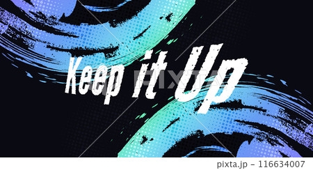Abstract Sport Background with Cyan and Purple Gradient Brush Texture and Halftone Effect. Vibrant Grunge Background 116634007