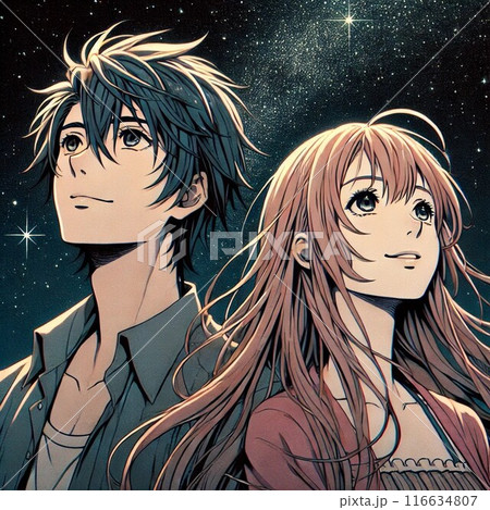 星空と若い男女 116634807