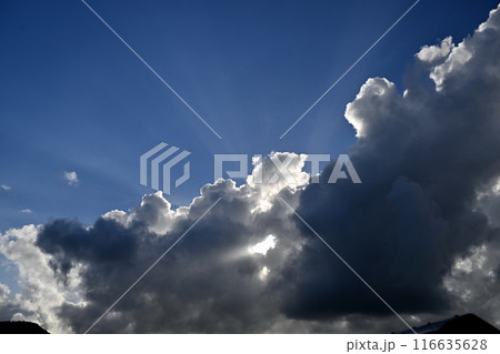 雲の合間から差し込む陽光 雲の合間から差し込む陽光 116635628