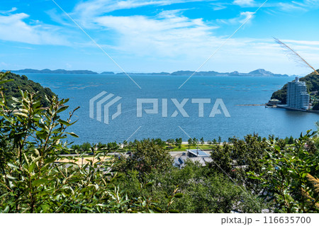 初秋の坂越　展望広場から見た家島諸島　兵庫県赤穂市 116635700