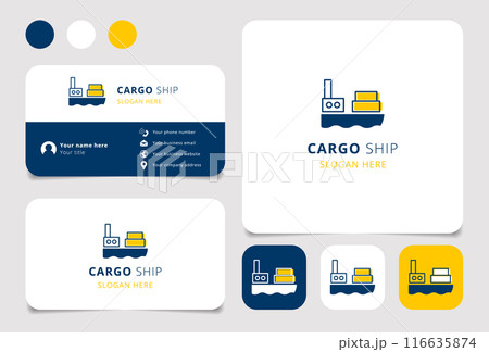 Cargo ship logo design for logistics, transportation, and maritime business branding 116635874