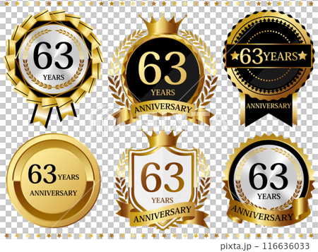 高級感のある63周年記念のエンブレムセット 116636033