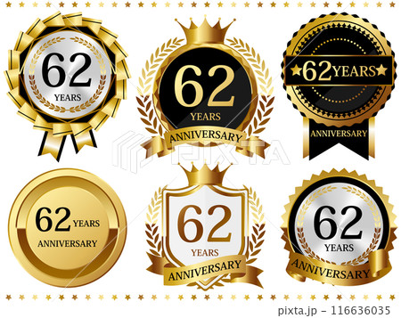 高級感のある62周年記念のエンブレムセット 116636035