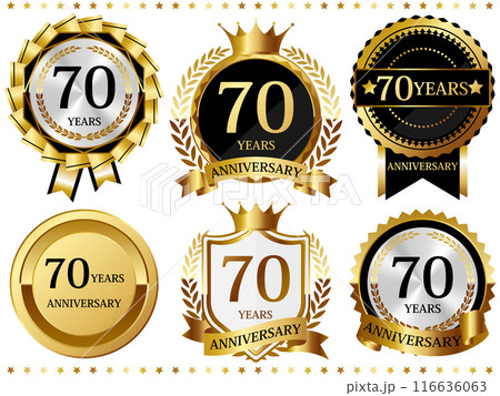高級感のある70周年記念のエンブレムセット 高級感のある70周年記念のエンブレムセット 116636063